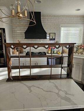 Vintage Wooden Heart Shelf Curio Display - Dark Brown